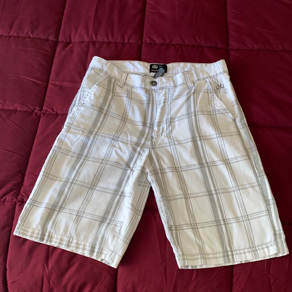 Micros white and grey plaid shorts
